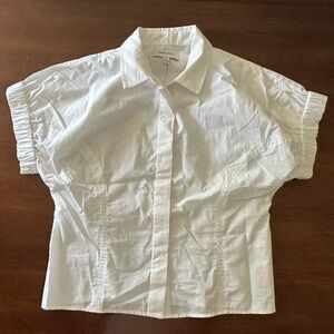 Banana Republic Crisp White Collared Button Down Short Sleeve Top